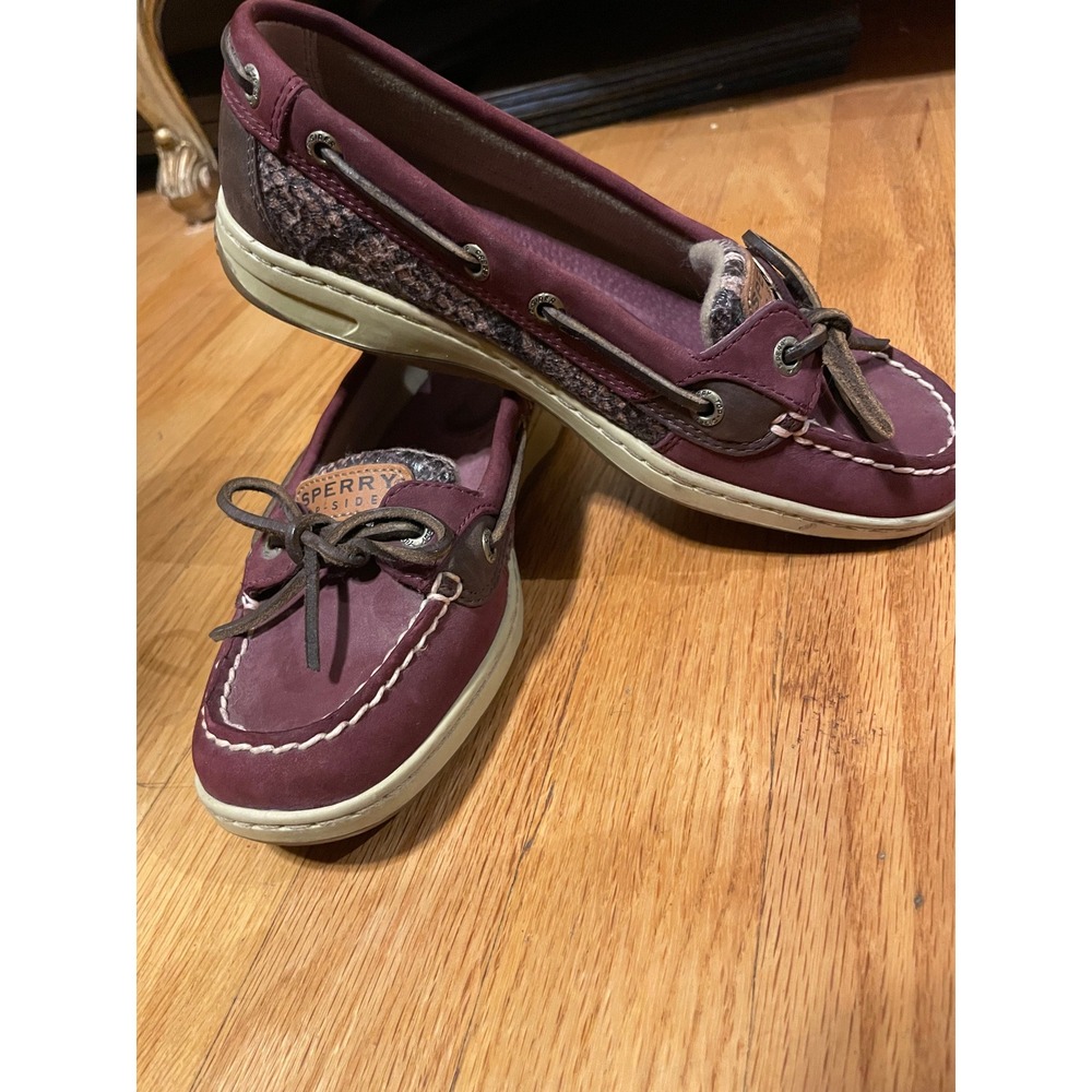 Sperry Top-Sider Angelfish Burgundy Leather Snakeskin Boat Shoes Womens 6M